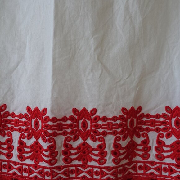 Tory Burch Isla tunic red white embroidered cotton top XS 4 - Picture 6 of 12